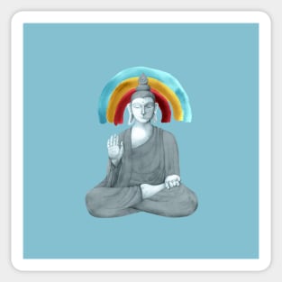 Buddha with rainbow - blue Sticker